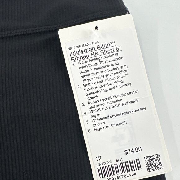 Lululemon Black Align™ High-Rise Ribbed Short 6" Size 12 - Picture 6 of 11